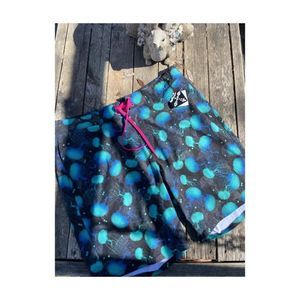 George Swim Shorts Trunks Jellyfish Print Black Blue Purple Sz L NWT